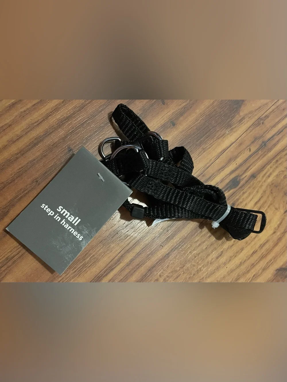 Black pet harness nylon straps metal D ring adjustable size small new